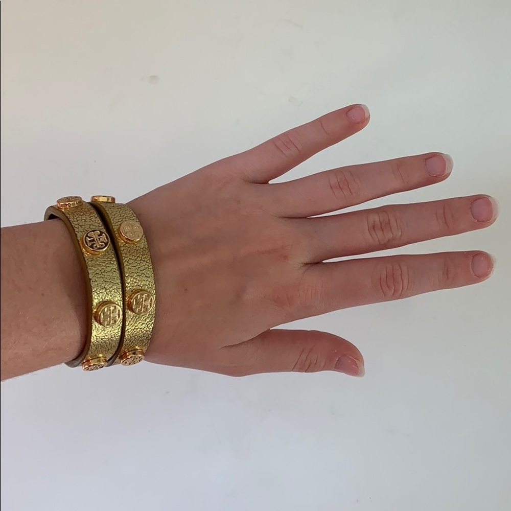 Tory Burch Double Wrap Logo Stud Bracelet